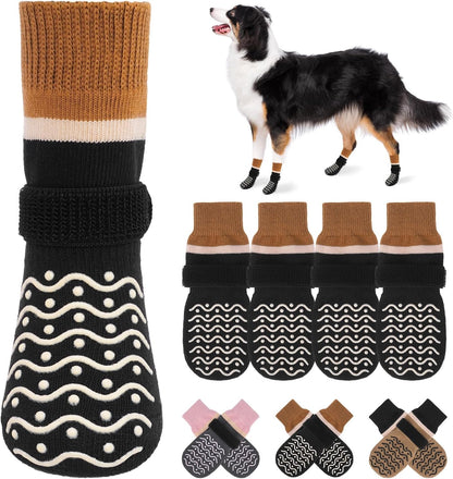 BEAUTYZOO Dog Socks to Prevent Licking Paws -Dog Shoes for Hot Pavement & Hardwood Floors Anti Slip, Traction Control Boots & Paw Protectors with Double Side Grips for Small Medium Large Senior Dogs