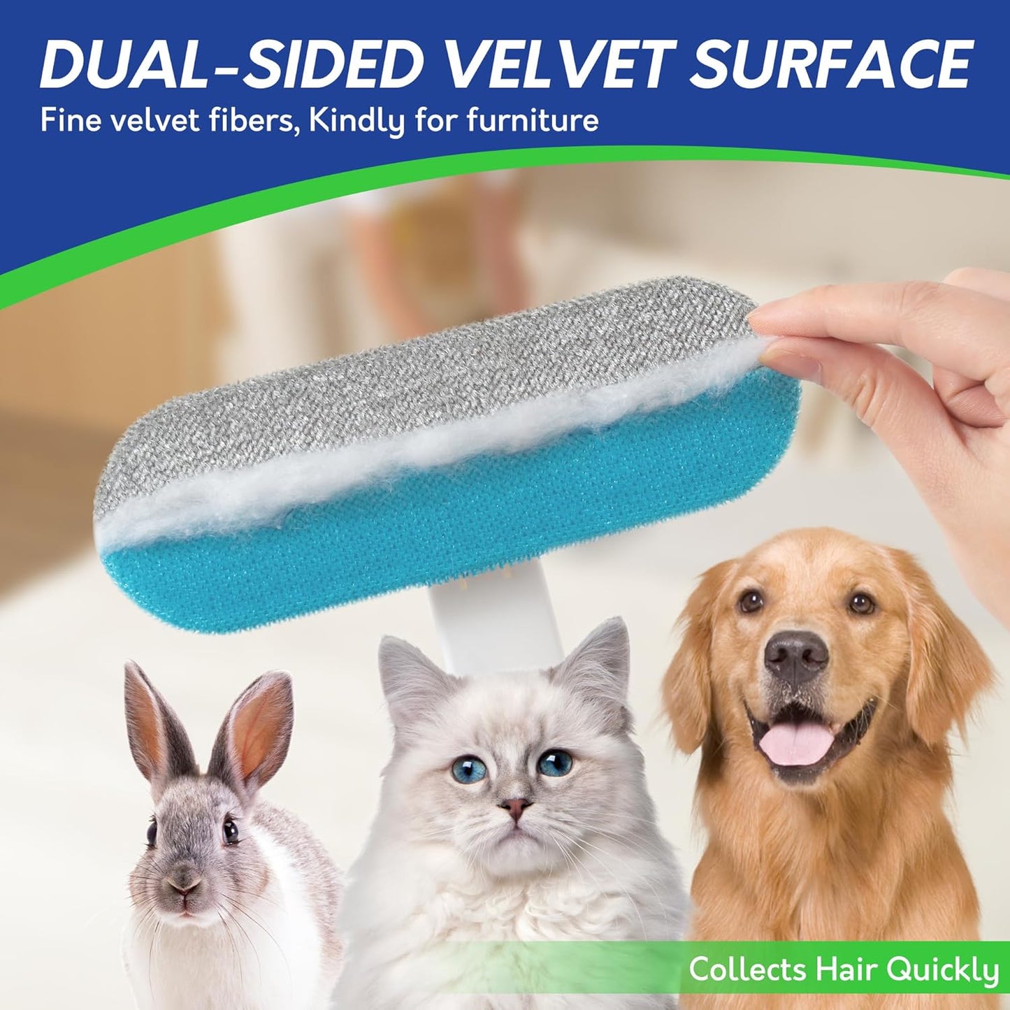 BOOMJOY Pet Hair Remover - Reusable Dog Cat Hair Remover Brush for Furniture, Couch, Carpet - Lint Remover for Pet
