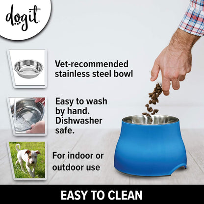 Dogit Elevated Dog Bowl, Stainless Steel Dog Food and Water Bowl for Large Dogs, White, 73753