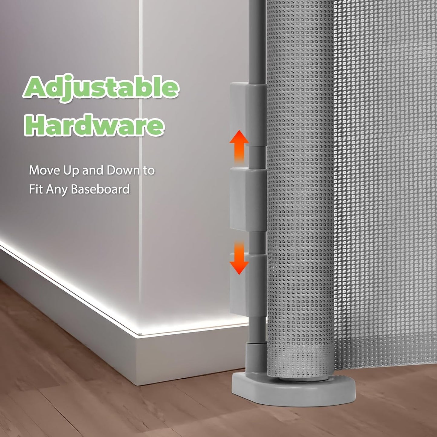 96 Inch Wide Reinforced Retractable Baby Gate with Support Rods, Extra Long Dog Gate Retractable Gate Outdoor Gates for Decks, Prevent Crawling Under Extra Long Baby Gates for Large Openings, Black