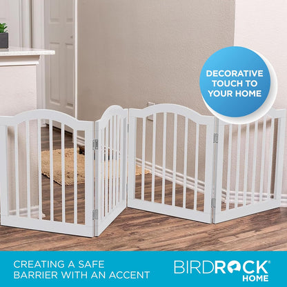 INTERNET'S BEST Arched Top Dog Gate | 4 Panel, 24" H Wooden Pet Barrier for Dogs or Cats | Freestanding Folding Room Divider for Doorways, Hallways, Stairs, and Porch | Portable, Extra Wide | Espresso
