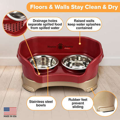 Neater Pet Brands Neater Feeder Deluxe Mess Proof Dog Bowls Elevated for Large Dogs Over 40 lbs, Made in USA, No Spill Raised Dog Food Bowl Stand Feeding Station, Food and Water Bowl Set, Black