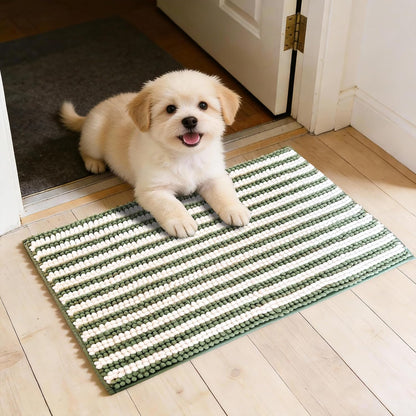Dog Door Mat for Muddy Paws - Absorbent Quick-Dry Non-Slip Washable Chenille Pet Rug, Indoor Entryway Mat for Front Door & Crate (Brown, 24" L*16" W)