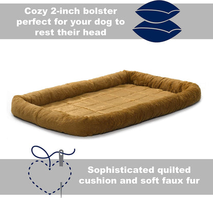 MidWest Homes for Pets QuietTime Dog Bed - White Fleece Bolster, Ultra-Soft and Machine Washable, Fits 24-Inch Crates and Carriers, for Small Breed Dogs