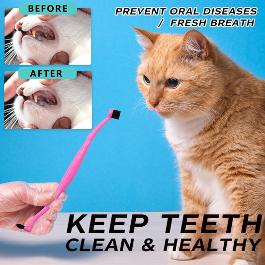 Dual Sided Cat Toothbrush Dog Toothbrush Finger Brush Micro Head, Suitable for Small to Large Dogs & Cats (White, Small)