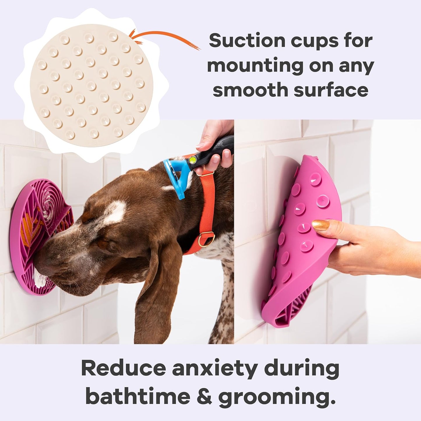 Awoo Paradise - Dog Lick Mat for Slow Feeding & Anxiety - Non-Slip Silicone Slow Feeder with Suction Cups - Dishwasher Safe Pet Dish for Grooming, Training, and Boredom Relief (Fuschia)