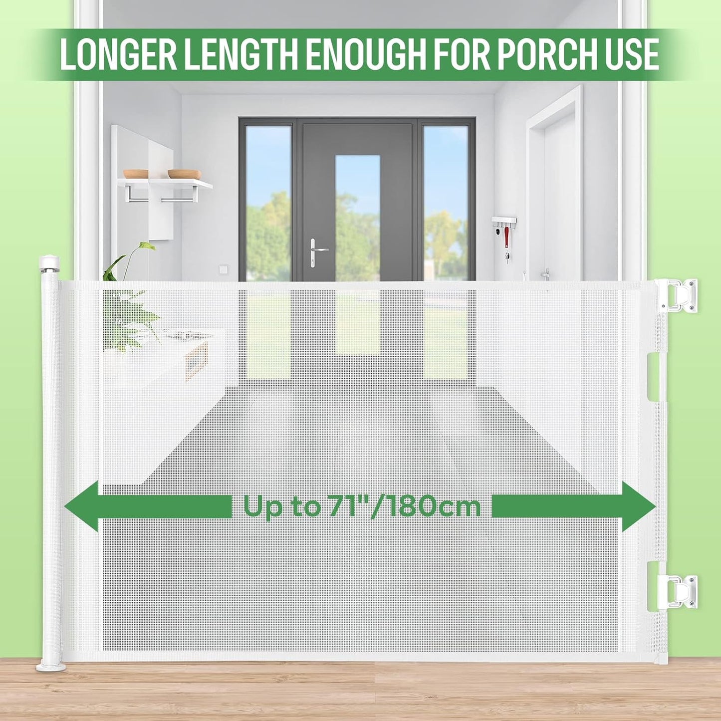 Upgraded Retractable Baby Gate, Extra Wide Safety Kids or Pets Gate, 33” Tall, Extends to 71” Wide, Mesh Safety Dog Gate for Stairs, Indoor, Outdoor, Doorways, Hallways(33”x71”, Black)