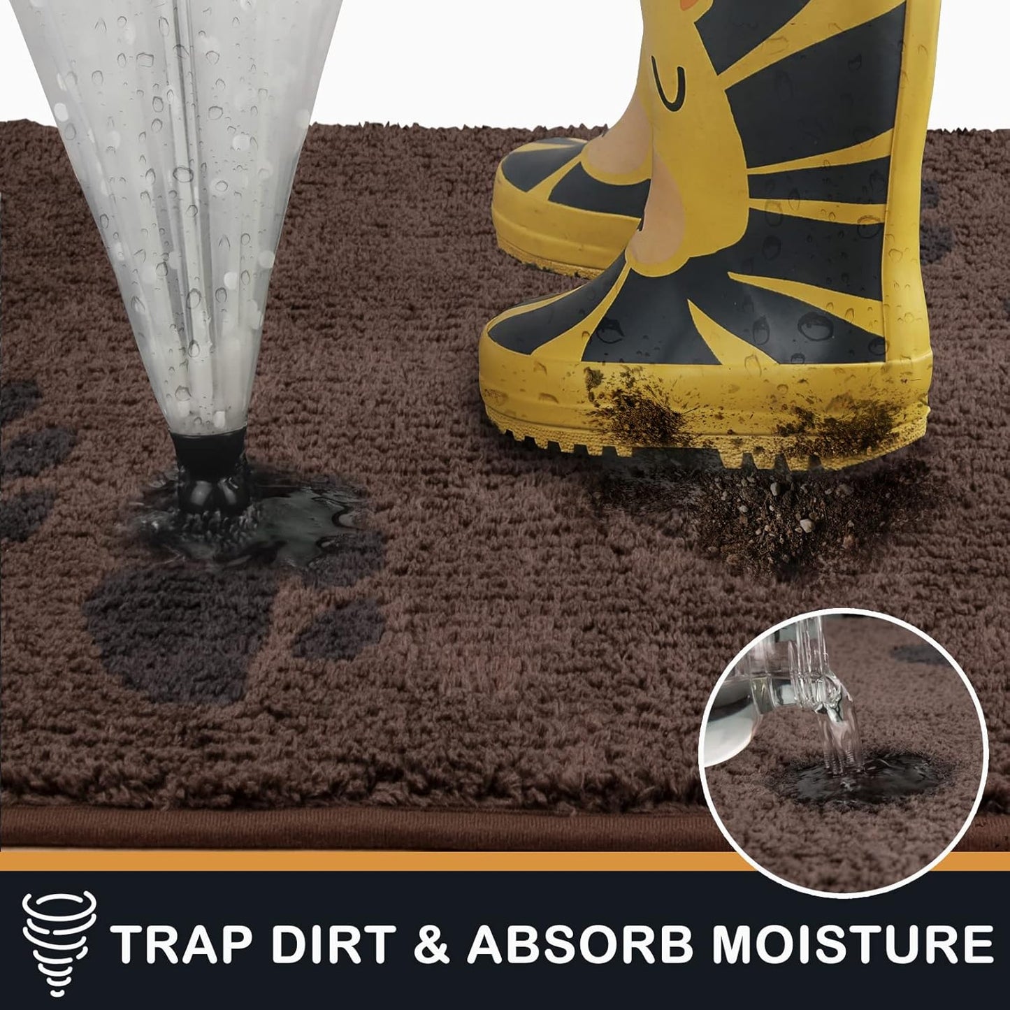 PURRUGS Dirt Trapping Door Mat 20" x 31.5", Non-Skid/Slip Machine Washable Microfiber Entrance Rug, Shoes Scraper, Dog Doormat, Super Absorbent Floor Mat for Muddy Wet Shoes and Paws, Grey