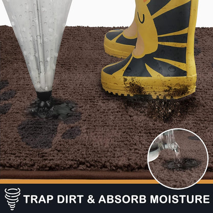PURRUGS Dirt Trapping Door Mat 20" x 31.5", Non-Skid/Slip Machine Washable Microfiber Entrance Rug, Shoes Scraper, Dog Doormat, Super Absorbent Floor Mat for Muddy Wet Shoes and Paws, Grey