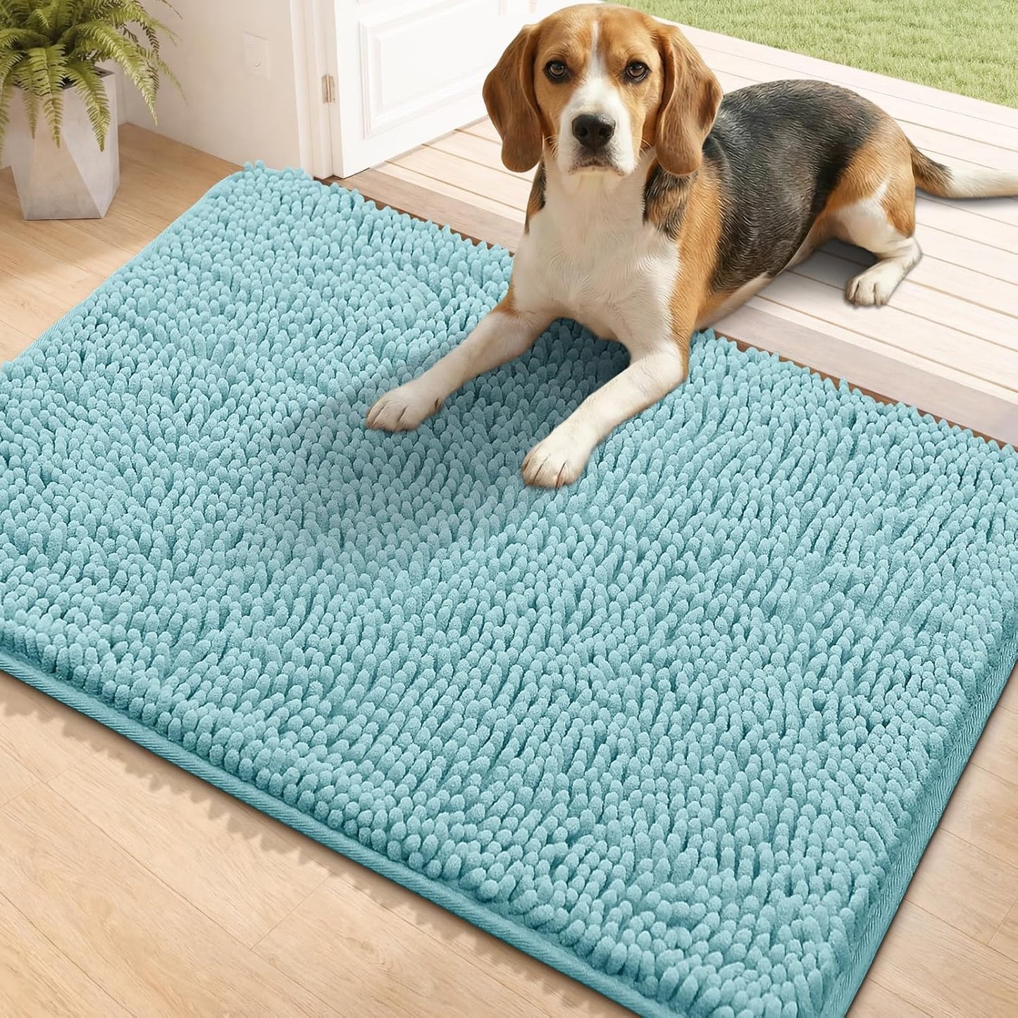 Bcoimo Super Absorbent Dog Door Mat, 30"*20" Anti Slip Mat for Muddy Paws, Pet Rugs for Dirty Paws Washable that Absorbs Moisture and Dirt, for Dog Cage and Pet Resting Carpet