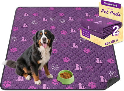 WanpeeGoo Washable Pee Pads for Dogs, 4 Pack Absorbent Reusable Training Dog Pads Pet Puppy Pads, Non-Slip Potty Pads for Whelping, Playpen, Crate, Bed, Grey 18"x24"