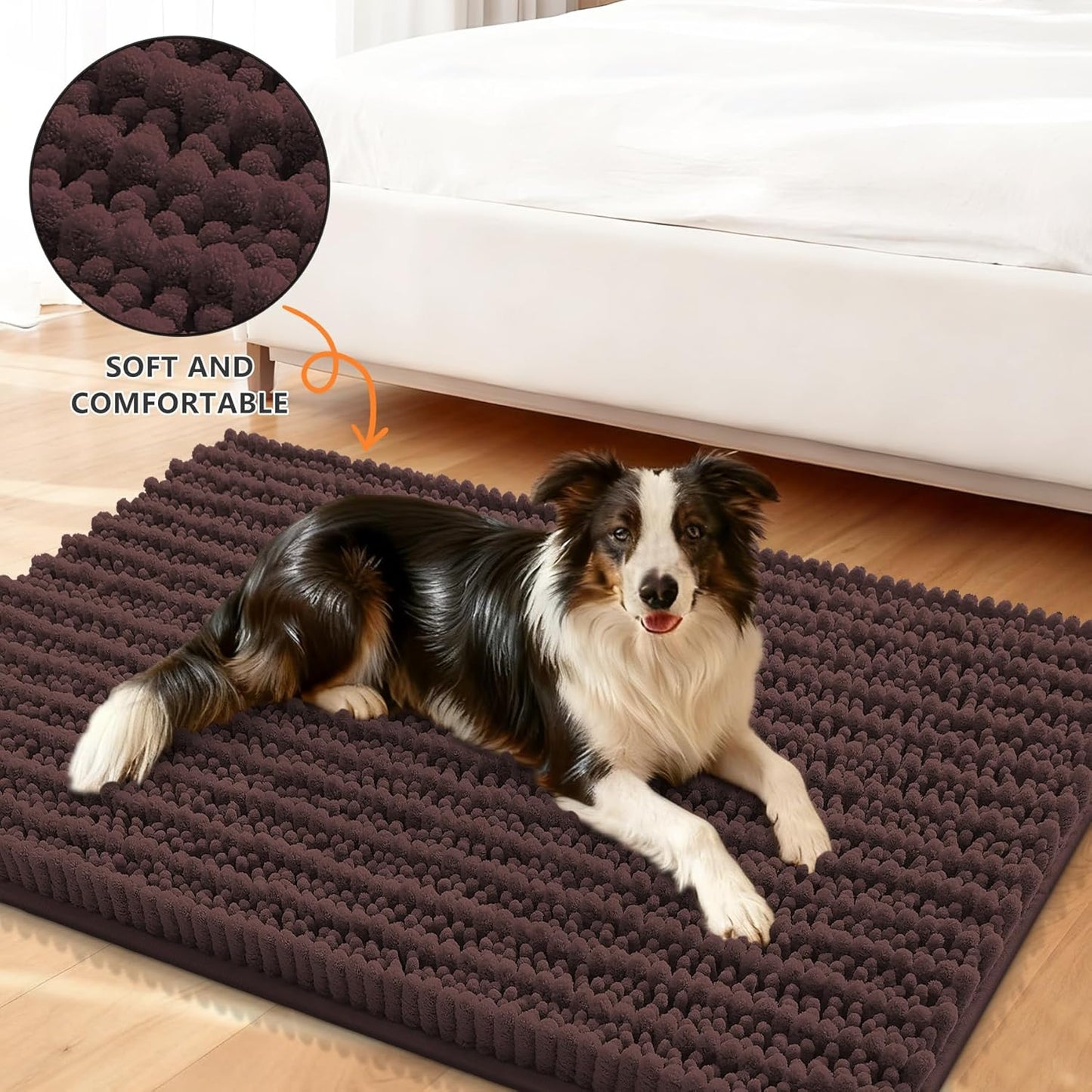 Smiry Dog Door Mat for Muddy Paws 30x20, Extra Soft Absorbent Chenille Doormat, Trap Moisture and Dirt, Non-Slip Machine Washable Front Door Mat for Indoor Entrance Inside Floor, Grey
