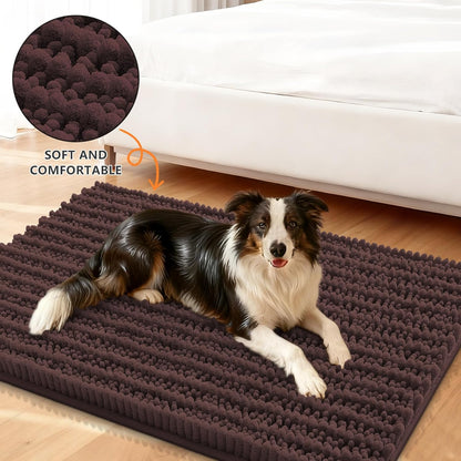 Smiry Dog Door Mat for Muddy Paws 30x20, Extra Soft Absorbent Chenille Doormat, Trap Moisture and Dirt, Non-Slip Machine Washable Front Door Mat for Indoor Entrance Inside Floor, Grey