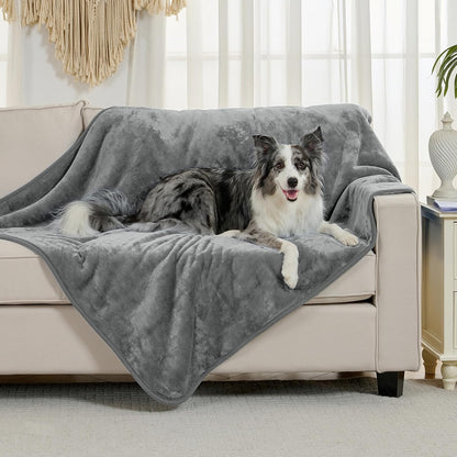Waterproof Blanket for Bed Couch Sofa, Soft Liquid Pee Proof Pet Blanket for Dog Puppy Cat, Reversible Sherpa Fleece Furniture Protector (Dark Purple, 50x60 inches)