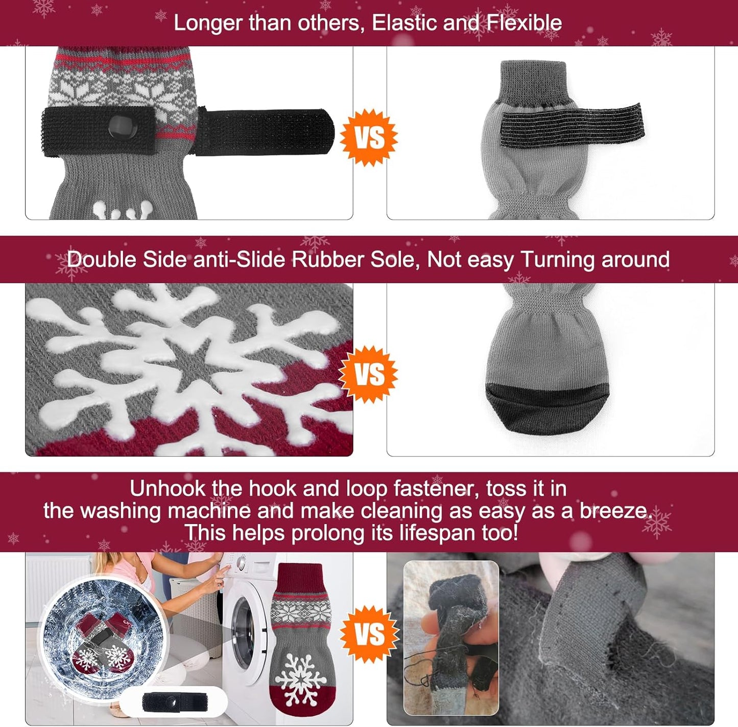 BEAUTYZOO Dog Socks to Prevent Licking Paws -Dog Shoes for Hot Pavement & Hardwood Floors Anti Slip, Traction Control Boots & Paw Protectors with Double Side Grips for Small Medium Large Senior Dogs