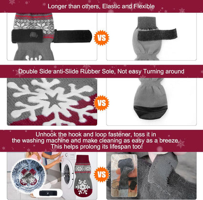 BEAUTYZOO Dog Socks to Prevent Licking Paws -Dog Shoes for Hot Pavement & Hardwood Floors Anti Slip, Traction Control Boots & Paw Protectors with Double Side Grips for Small Medium Large Senior Dogs