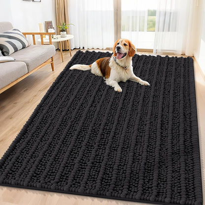Smiry Dog Door Mat for Muddy Paws 30x20, Extra Soft Absorbent Chenille Doormat, Trap Moisture and Dirt, Non-Slip Machine Washable Front Door Mat for Indoor Entrance Inside Floor, Grey