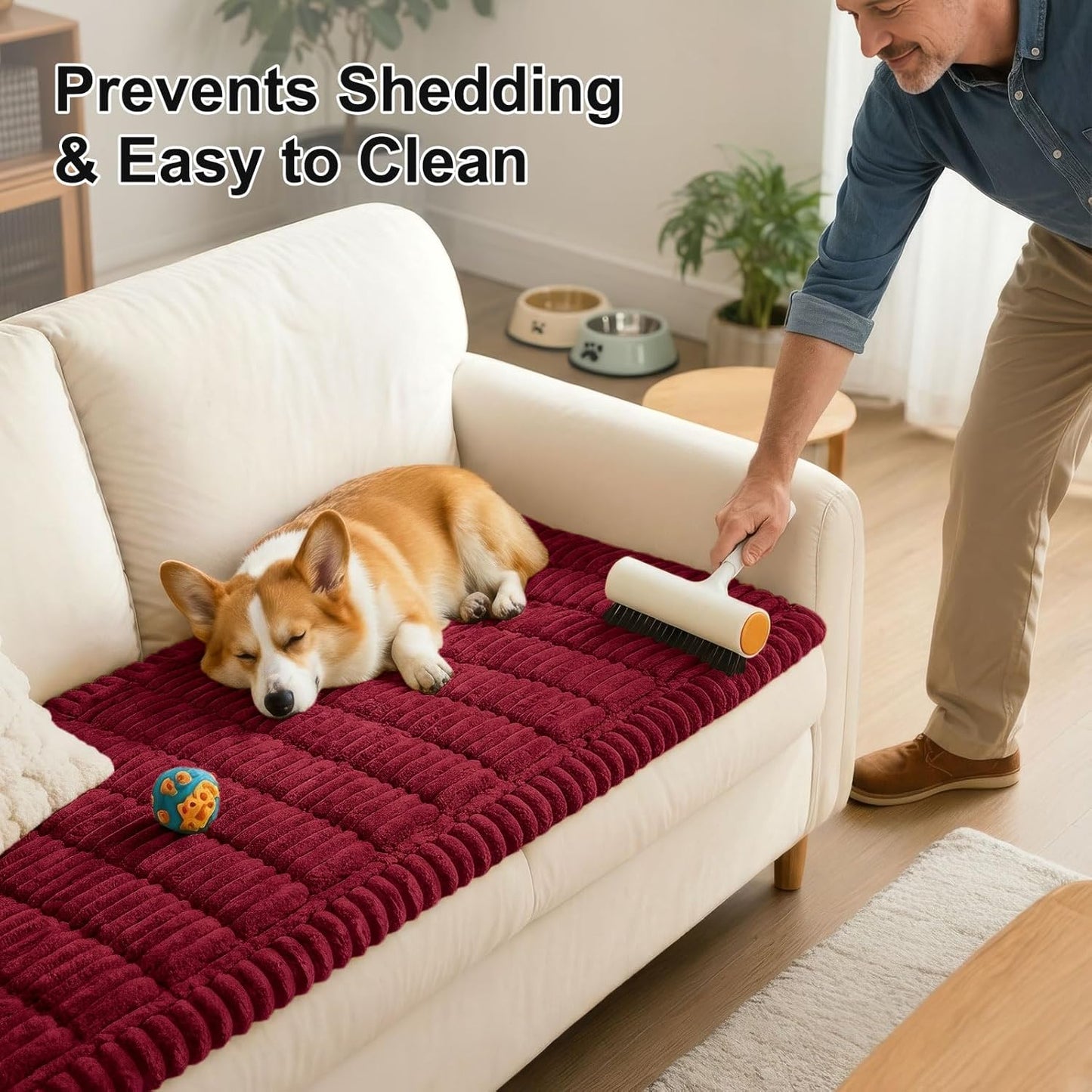 Smiry Couch Cover for Dogs, Non Slip Washable Sofa Protector for Pets, Soft Furniture Cover for Leather & Fabric Couches, Cozy Protect Against Fur, Dirt & Everyday Messes (Dark Grey, 27.6" x 59")