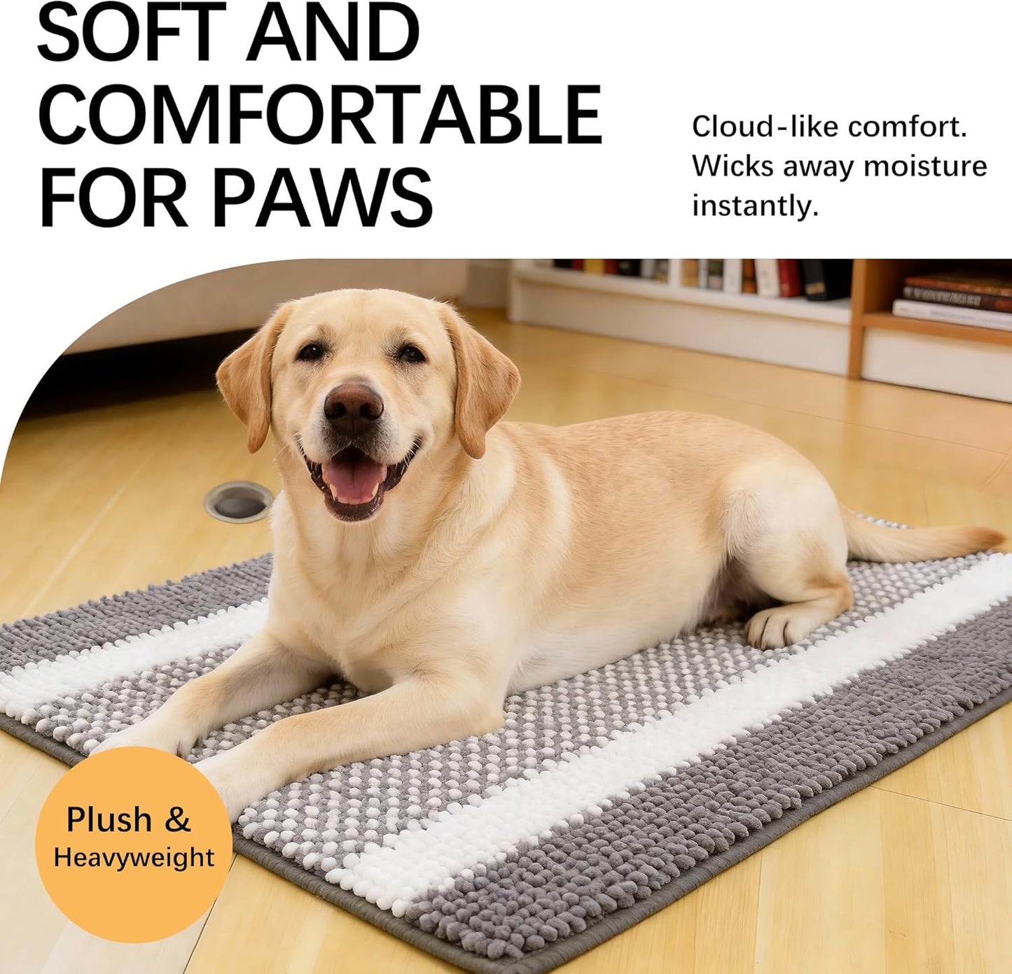 Dog Door Mat for Muddy Paws - Absorbent Quick-Dry Non-Slip Washable Chenille Pet Rug, Indoor Entryway Mat for Front Door & Crate (Brown, 24" L*16" W)