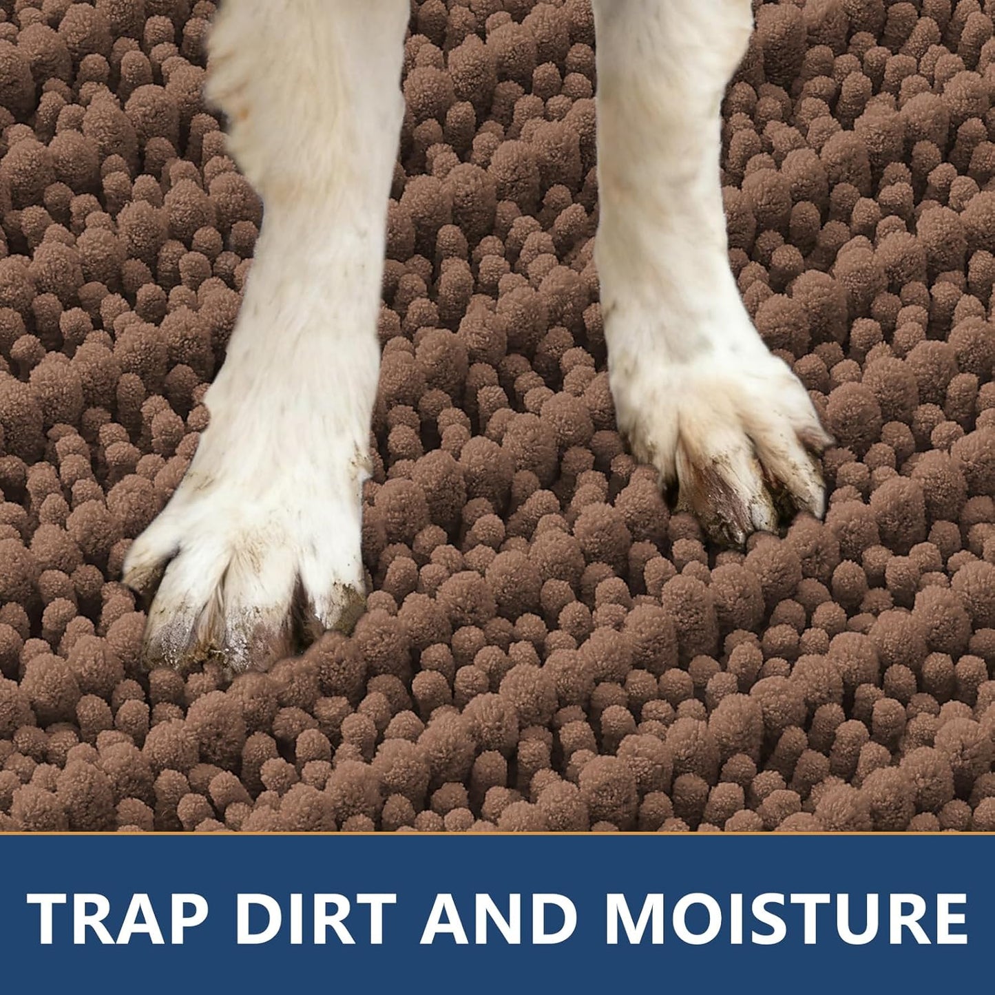 Smiry Dog Door Mat for Muddy Paws 30x20, Extra Soft Absorbent Chenille Doormat, Trap Moisture and Dirt, Non-Slip Machine Washable Front Door Mat for Indoor Entrance Inside Floor, Grey