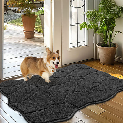 BSICPRO Large Dog Door Mat for Mud Paws, 22x47 Absorbent Dirt Trapper Long Door Mat, Non-Slip Washable Mud Mat for Dogs, Microfiber Soft Pet Rug Mat for Entryway, Dog Paws, Patio (Gray)