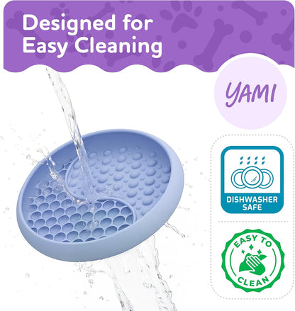 YAMI Dog Lick Bowl, Lick Mat for Dogs, Wet Food Cat Slow Feeder, Freeze Bowl, Enrichment & Puzzle Toy for Anxiety Relief, Food-Grade Silicone, Suction Cups, Dishwasher Fit, for All Breed (Light Gray)
