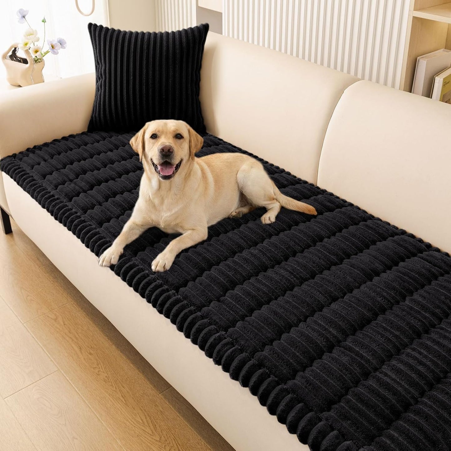Smiry Couch Cover for Dogs, Non Slip Washable Sofa Protector for Pets, Soft Furniture Cover for Leather & Fabric Couches, Cozy Protect Against Fur, Dirt & Everyday Messes (Dark Grey, 27.6" x 59")