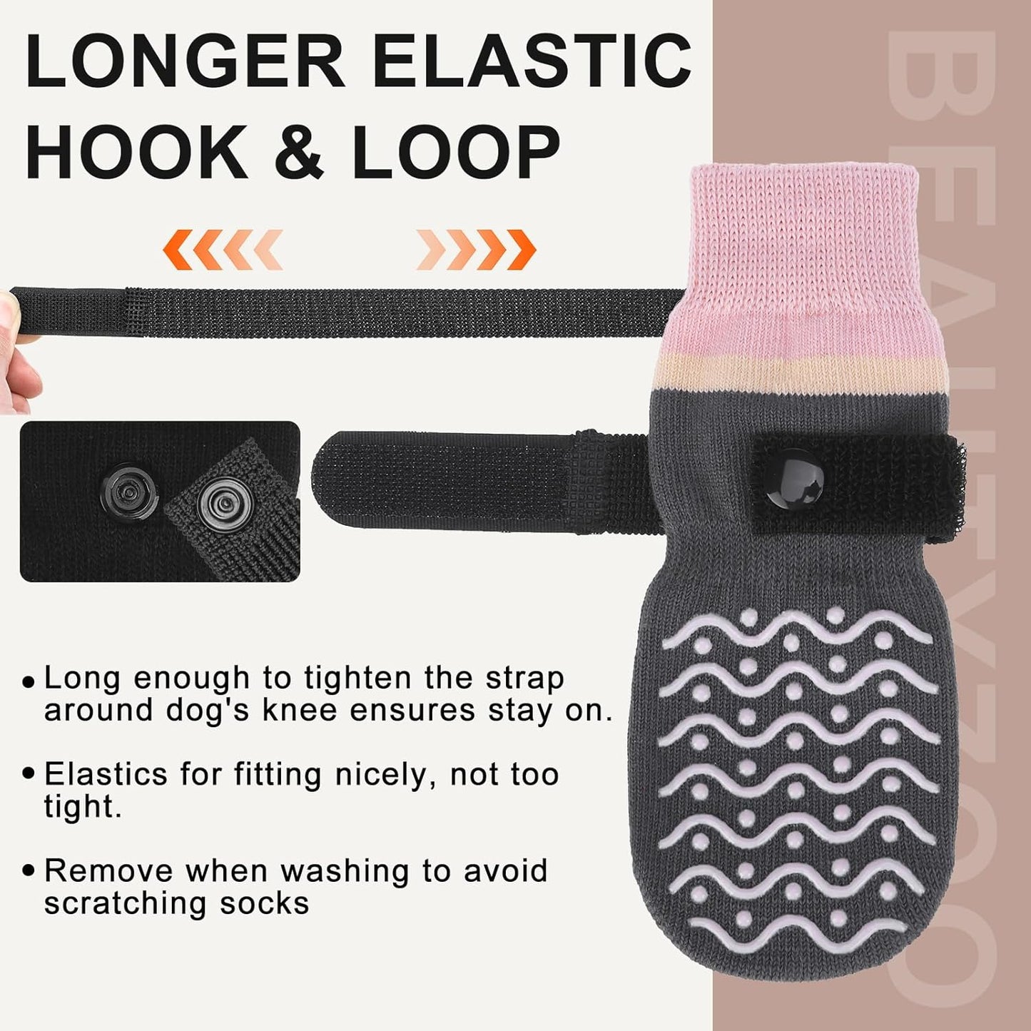 BEAUTYZOO Dog Socks to Prevent Licking Paws -Dog Shoes for Hot Pavement & Hardwood Floors Anti Slip, Traction Control Boots & Paw Protectors with Double Side Grips for Small Medium Large Senior Dogs