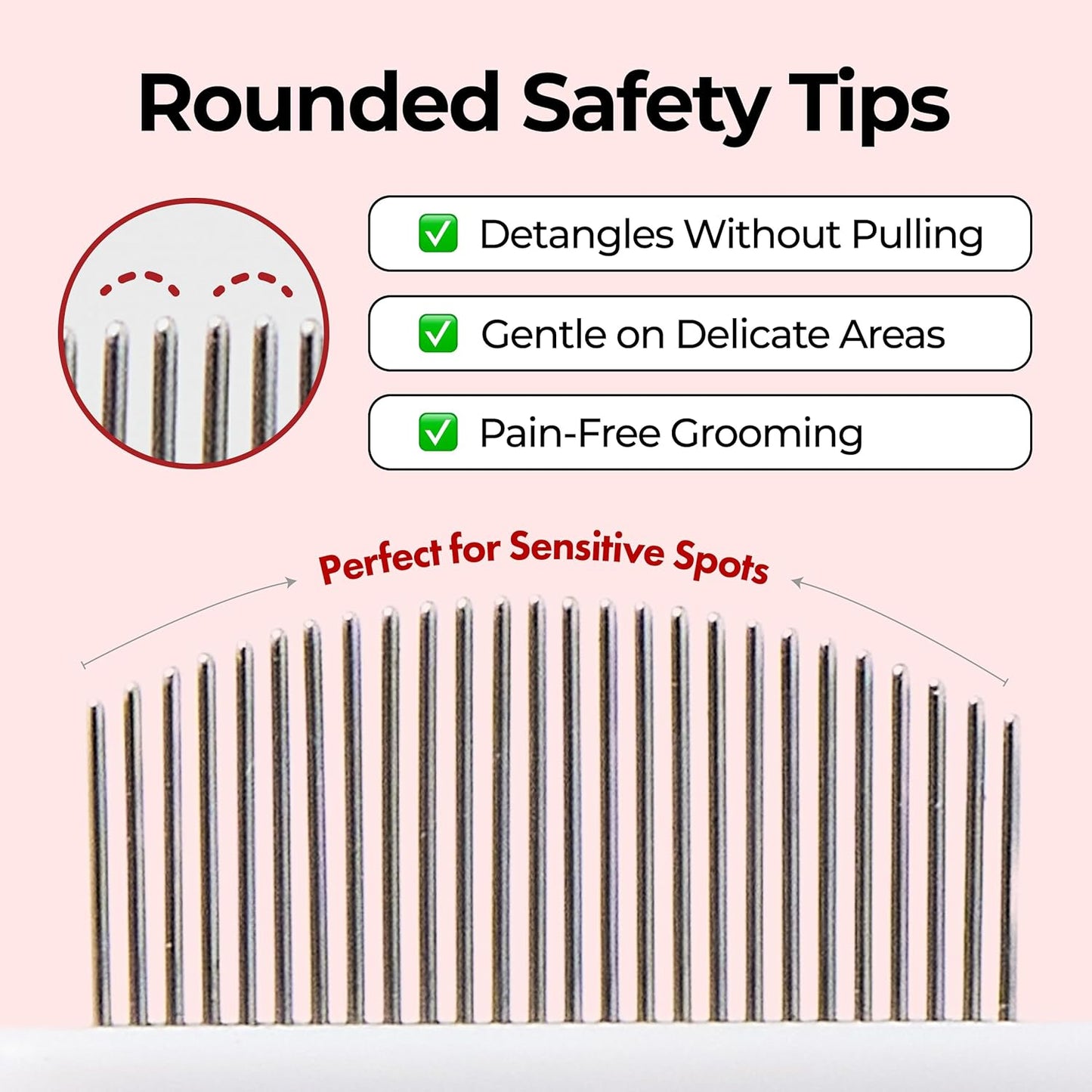 JAYU PET Facial Grooming Comb - Dog Eye Combs, Stress-free Eye Gunk Remover for Dogs & Cats, Pet Facial Brush, Cat Grooming Kit, Stainless Steel Deshedding Comb (1ea)