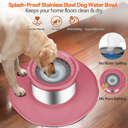 Decflow 12L No Spill Dog Water Bowl for Large Dogs, Stainless Steel Spill Proof Bowls with Suction Cup Anti-Skid Mat, Slow Drinking Feeder for Messy Drinkers, Heavy Duty Pet Bowls for Indoor/Outdoor