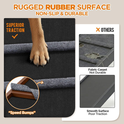 Dog Ramp for Bed - Extra Wide 17’’, Non-Slip Rubber Surface Excellent Traction, Pet Ramp for Small Large Dogs to Get on High Couch Car, Hold up to 200lb, Adjustable, Foldable