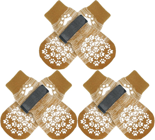 EXPAWLORER 6Pcs Anti-Slip Dog Socks to Prevent Licking Paws,Dog Shoes for Hot Pavement,Dog Booties Traction Control on Hardwood Floor,Boots & Paw Protectors, for Puppy Small Medium Large Senior Dogs