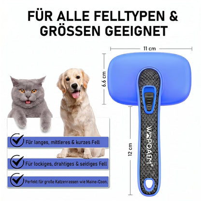 One-Button Self Cleaning Pet Brush for Dogs & Cats, Skin-Friendly Detangling & Shedding Tool for Long and Short Hair, Retractable Grooming Comb, Purple