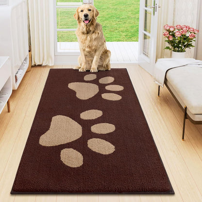 Smiry Dog Door Mat for Muddy Paws, Absorbs Moisture and Dirt, Low-Profile Entryway Mat with Non-Slip Backing, Entry Indoor Outdoor Doormat for Inside Floor (30x20 Inches, Grey, Striped)