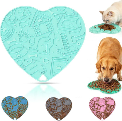 Cat & Dog Slow Feeder Puzzle Toy — Interactive Cat Puzzle Feeder Bowl, Dog Puzzle Feeder, Dog Lick Mat, Mental Stimulation Toy for Indoor Cats & Dogs, Anti-Gulp, Fun & Durable Heart Shape(Pink)