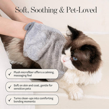 Muddi Mitt Microfiber Reusable Pet Wipes Grooming Towel Glove | Machine-Washable, Soft, Double-Sided Bath Mitt Replaces Wipes | Dirt Odor Removal | Gentle Paw Coat Cleaner | Dogs & Cats (Single Mitt)