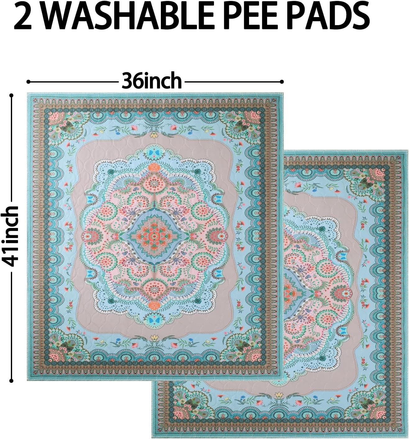 Aitmexcn Washable Puppy Dog Pee Pad, 2PCS 100% Waterproof Whelping Training Mat for Puppy/Senior Dog, Fast Drying Reusable Puppy Pads for Indoor, Outdoor and Car Travel- 24'' x 36''