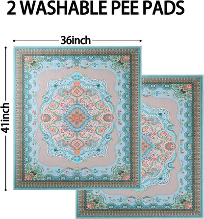 Aitmexcn Washable Puppy Dog Pee Pad, 2PCS 100% Waterproof Whelping Training Mat for Puppy/Senior Dog, Fast Drying Reusable Puppy Pads for Indoor, Outdoor and Car Travel- 24'' x 36''