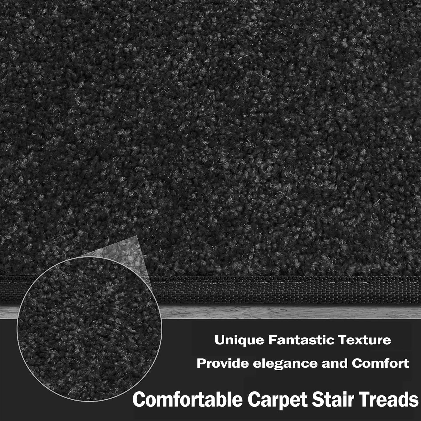 PURE ERA Bullnose Carpet Stair Treads Set Tape Free Non-Slip Indoor Stair Protectors Pet Friendly Rugs Covers Soft Skid Resistant Washable Reusable 9.5" x 30"(14 Pieces,Cream Gray)
