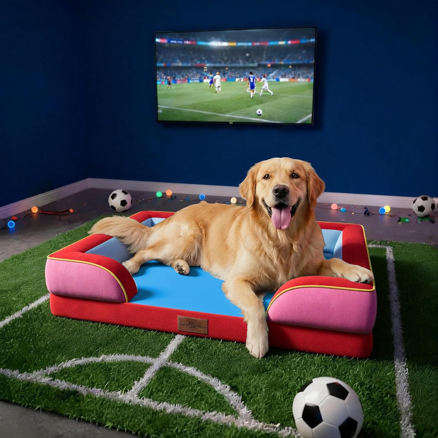 Comfort Expression Orthopedic Dog Bed for Extra Large Dogs 42x30 Inch, Waterproof Egg Crate Foam XL Pet Bed with Removable Bolsters, Dog Couch with Washable Cover & Non-Slip Bottom, Grey - Colors B