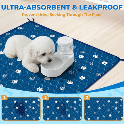 Fostanfly Washable Pee Pads for Dogs, 2 Pack Large 36"x41" Ultra-Absorbent and Leak-Proof Non-Slip Reusable Potty Training Pads for Dogs, Cats, Puppy, Potty Training of Add 8 Lanyards