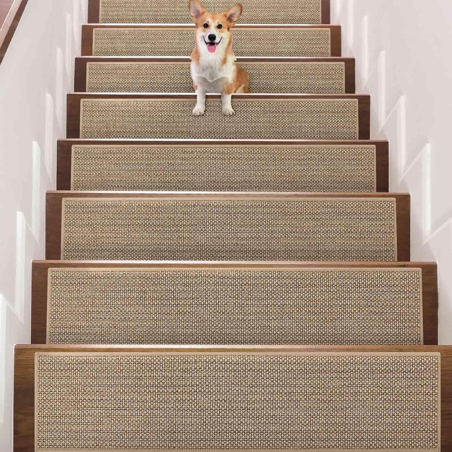 Stair Treads Non Slip for Wooden Steps Indoor 9" x 36" 15 Pack Extra Wide Stairs Tread Carpet Runner, Step Pads with Reusable Adhesive for Dogs Kids Elders, Machine Washable, Black
