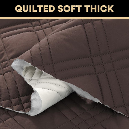 PrinceDeco 100% Waterproof Couch Cover for 3 Cushion Couch Sofa Pet Friendly Non-Slip Couch Cover for Dogs Washable Water Resistant Furniture Protector with Elastic Straps(Sofa 68", French Oak)