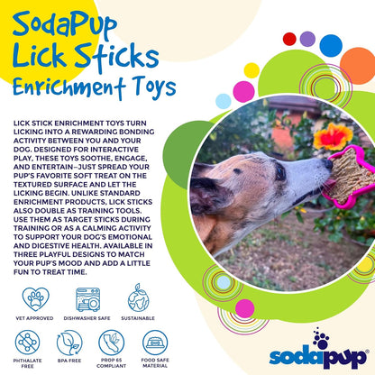 SodaPup Lick Sticks eToy – Durable Interactive Enrichment Toy Made in USA from Non-Toxic, Pet-Safe, Food Safe Material for Bonding, Training, Calming, Mental Stimulation, Oral Health & More