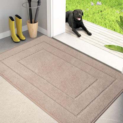 PURRUGS Dirt Trapping Door Mat 32" x 47", Non-Slip/Skid Machine Washable Entryway Rug, Dog Doormat, Super Absorbent Welcome Mat for Muddy Wet Shoes and Paws, Grayish Brown