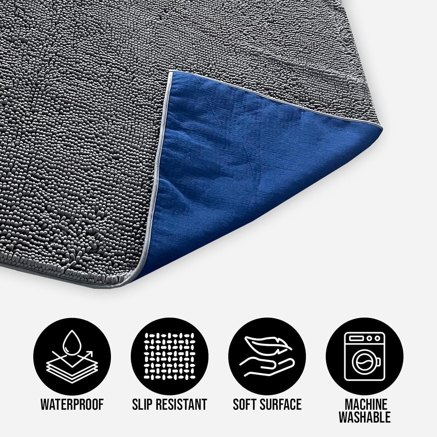 Muddy Mat® Dog Blanket - Chenille Water Absorption Blanket for Bed & Couch Cover for Dogs Washable, Anti-Slip Soft and Durable Furniture Protector for Dogs - Grey 52"x72"