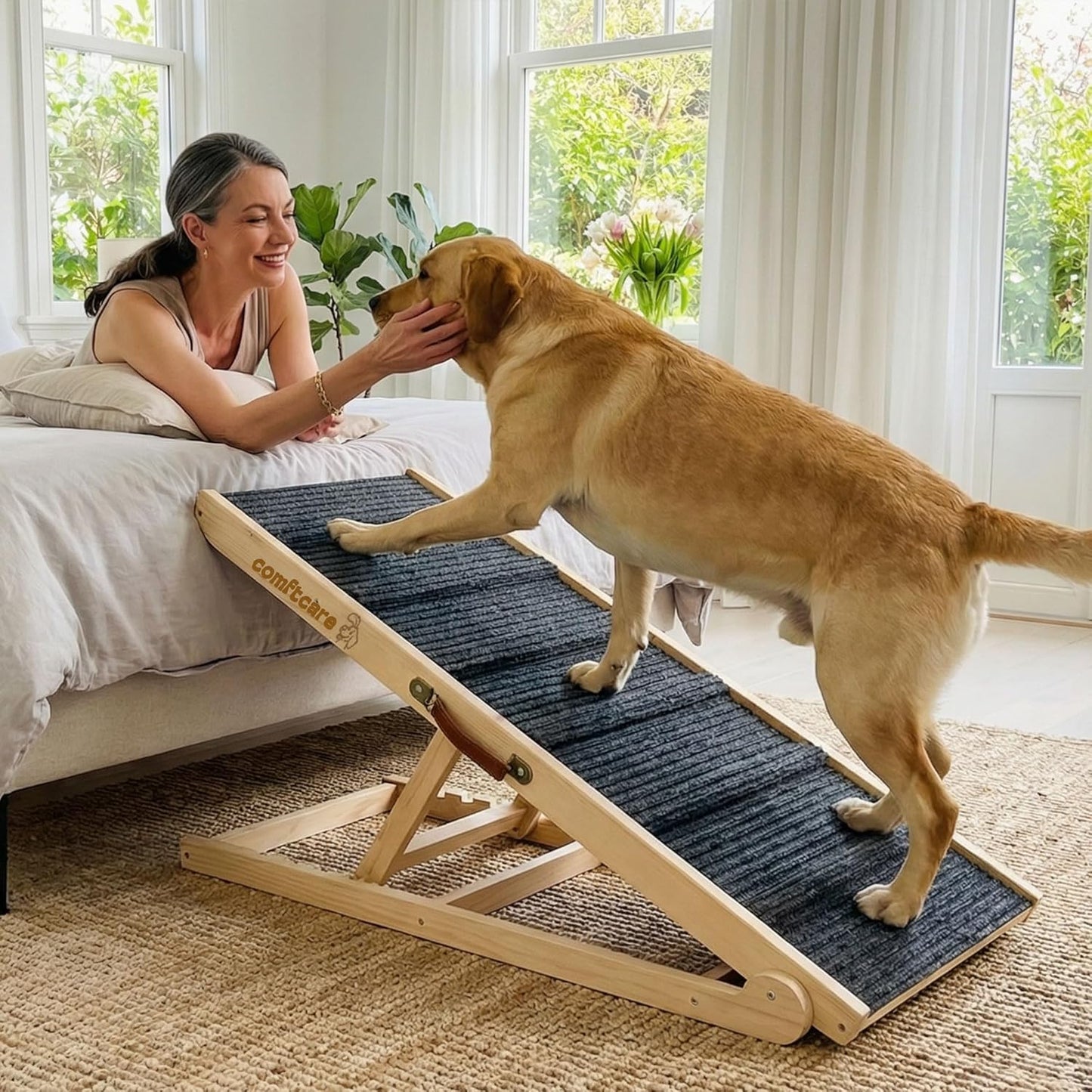Adjustable Dog Ramp for Small Dogs, Foldable Pet Ramp for Bed & Couch, Non-Slip Indoor Ramp, Portable, Joint-Friendly Design, Supports up to 35 lbs