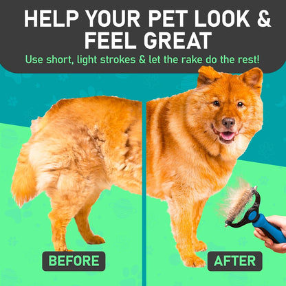 Maxpower Planet Hair Brush - Double Sided Shedding, Dematting Undercoat Rake for Dogs and Cats - Extra Wide Dog Grooming Brush, Reduce Shedding by 95%, Turquoise