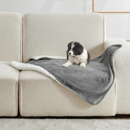 Waterproof Blanket for Bed Couch Sofa, Soft Liquid Pee Proof Pet Blanket for Dog Puppy Cat, Reversible Sherpa Fleece Furniture Protector (Dark Purple, 50x60 inches)