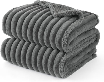 Bedsure ComfyFleece™ Waterproof Dog Blankets for Large Dogs - Soft Pet Cat Blanket Corduroy Fleece for Couch Bed Protector Washable, Cozy Calming Reversible Furniture Protection,50"x60", Cream